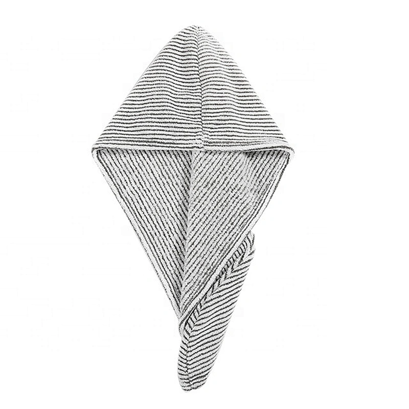 New arrival white and grey stripes towel wrap with supper absorbent and fast delivery