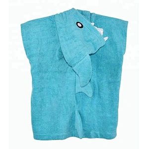 Hot sale 100% Cotton Cute Design Animal Hooded Poncho towel baby robe