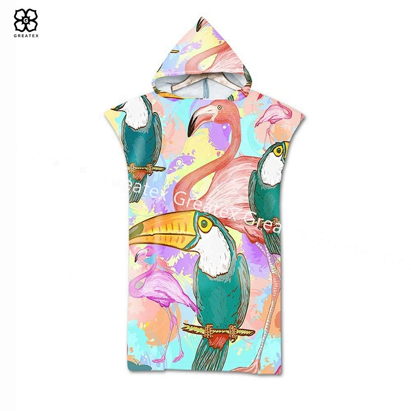 Wholesale cartoon printing beach changing robe poncho towel long