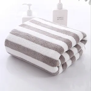 Premium high quality high absorbency fleece stripe bath towel wholesale
