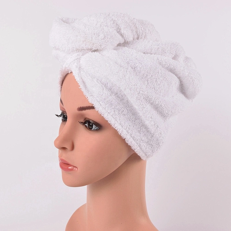 Spa Drying Plain Terry Cotton Hair Towel white