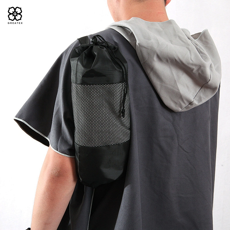 Promotional quick dry and convenient microfiber surf robe with hood