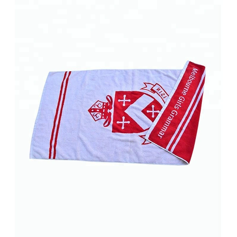 High quality Fashion Red and white Brand name Jacquard bath towel