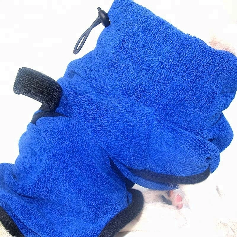 Microfiber terrycloth blue dog shaped towel