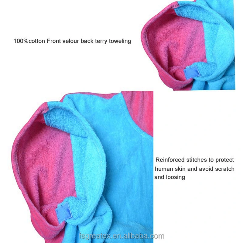 New arrived Bright Colored Coton Toweling Hooded Poncho Surf for beach