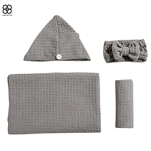 Custom made soft hair wrapped towel set with pattern