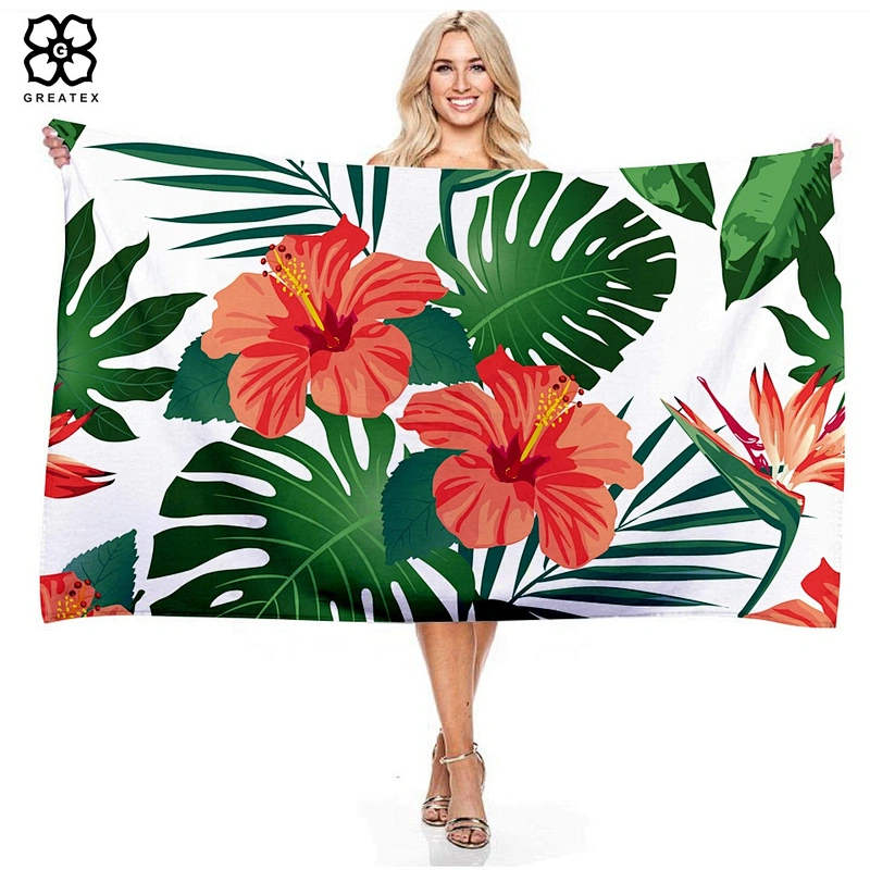 2020 hot selling rectangular seaside holiday microfiber beach towel with custom logo