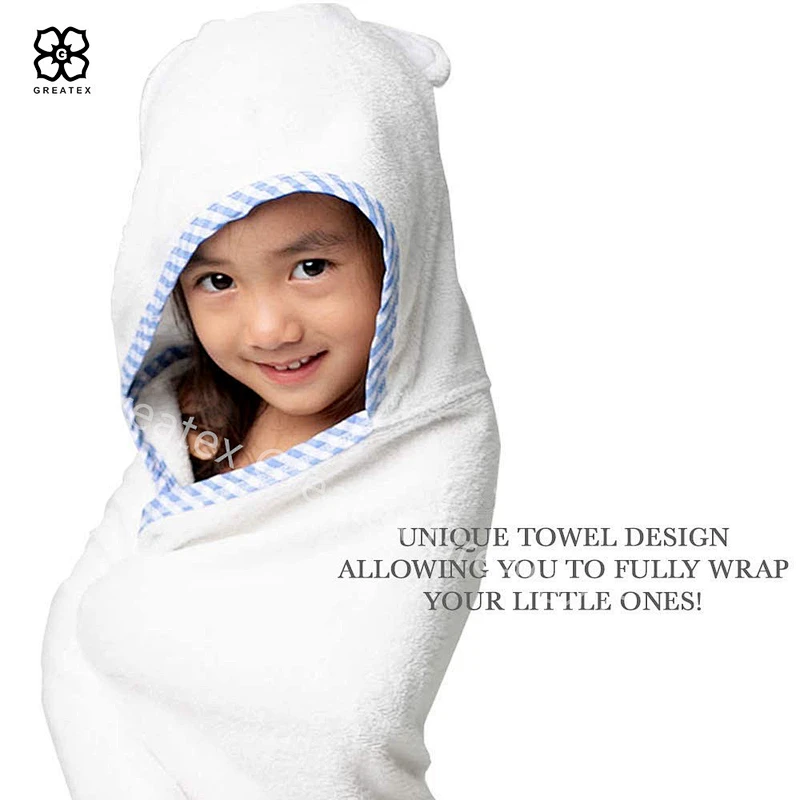 Highly absorbent quick-dry bamboo cotton baby bath wrap hooded towel