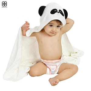 Premium super soft high quality bamboo animal pattern hooded towel