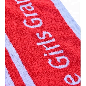White and red logo custom beach towel cotton
