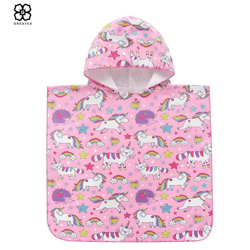 Wholesale printed cartoon children surfing robe bath poncho