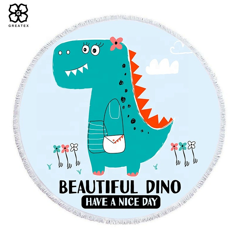 Wholesale printed cartoon roundish beach mat for kids or adults