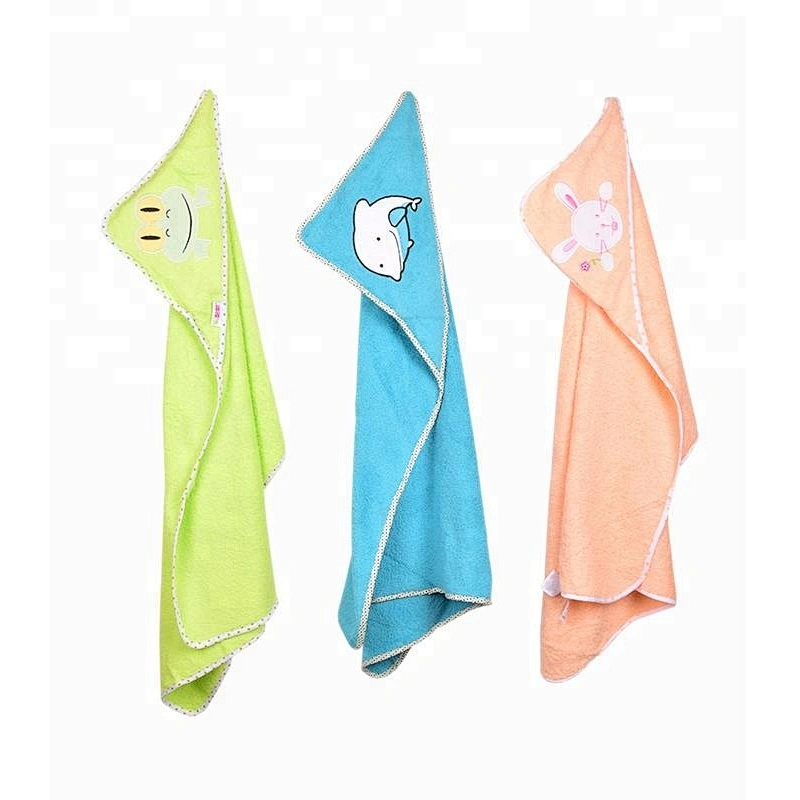 Cute Cartoon Terry cloth Poncho Frog Hooded towels for baby