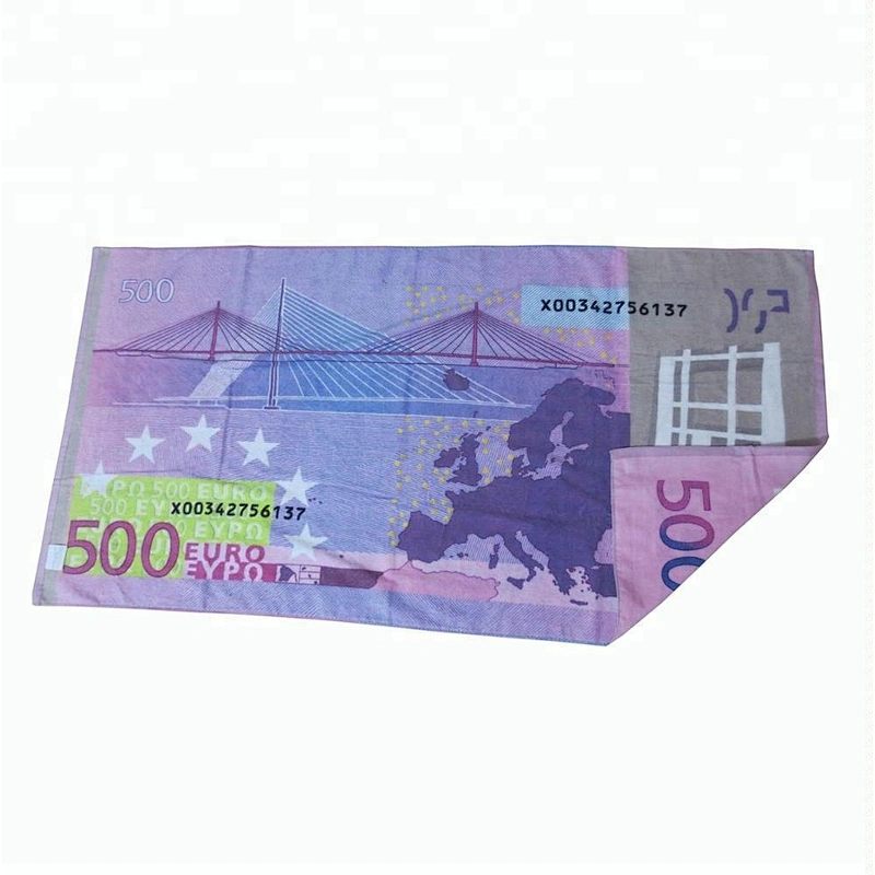 100% baumwolle 500 Dollar Full color printed beach towel