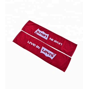 Personalized Cotton red logo Woven custom towel sport