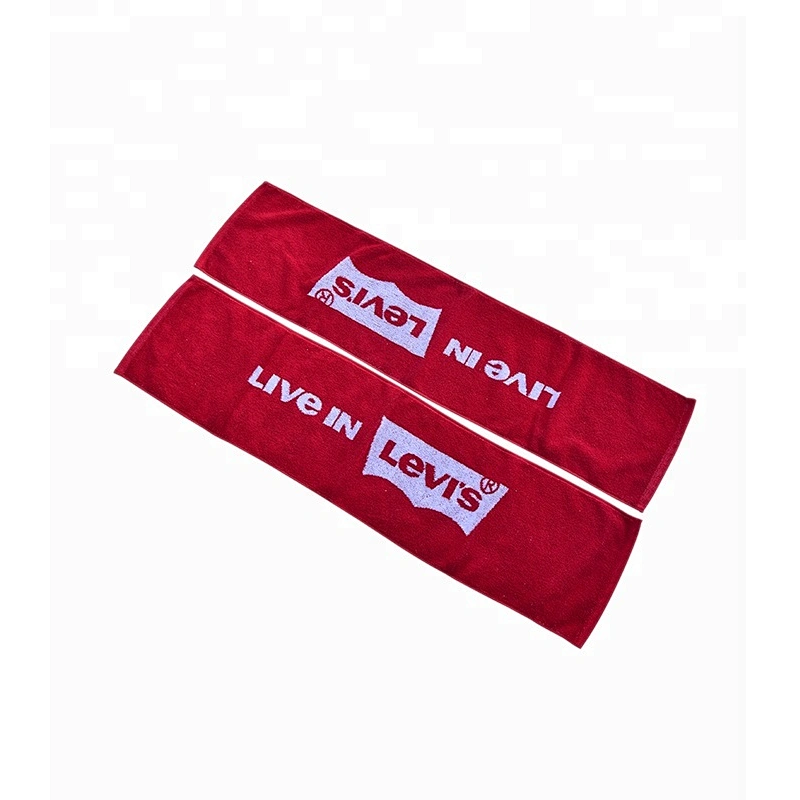 Personalized Cotton red logo Woven custom towel sport
