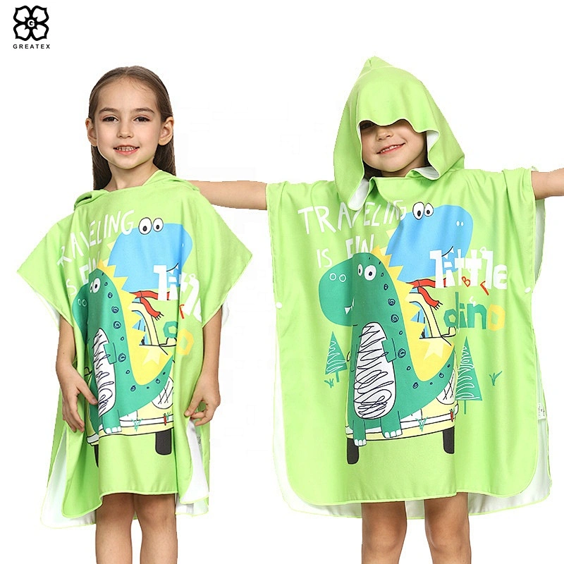 OEM custom animal print dry fast children poncho towel in beach