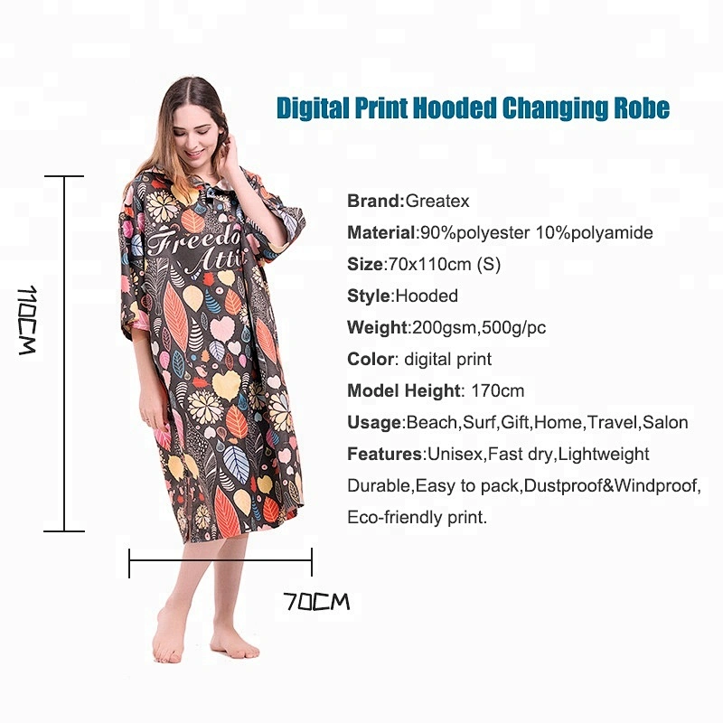 Windproof Extra large Hooded surf poncho beach towel for adults