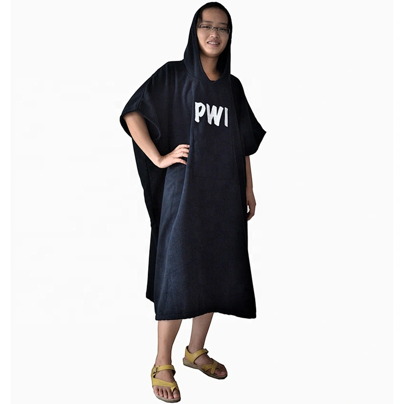Wholesale Cheap Black 100%Cotton Hooded poncho towel surf