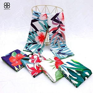 Hot sell custom pattern microfiber rectangular beach towel with unique flower pattern