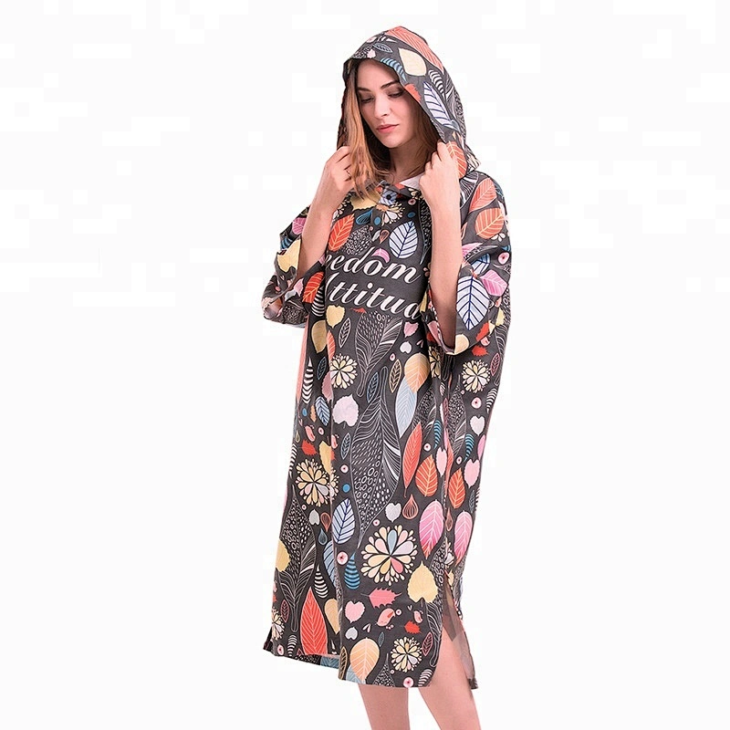 Windproof Extra large Hooded surf poncho beach towel for adults