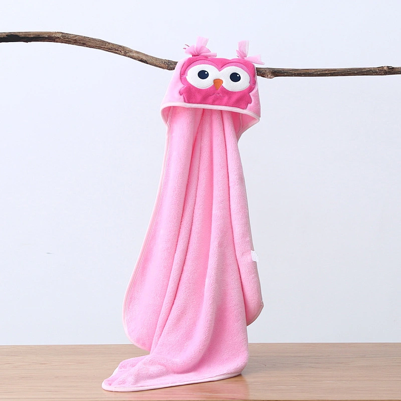 Plush Fleece Hooded Animal Embroidery Baby towel