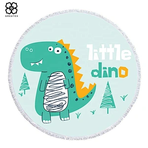 Wholesale printed cartoon roundish beach mat for kids or adults