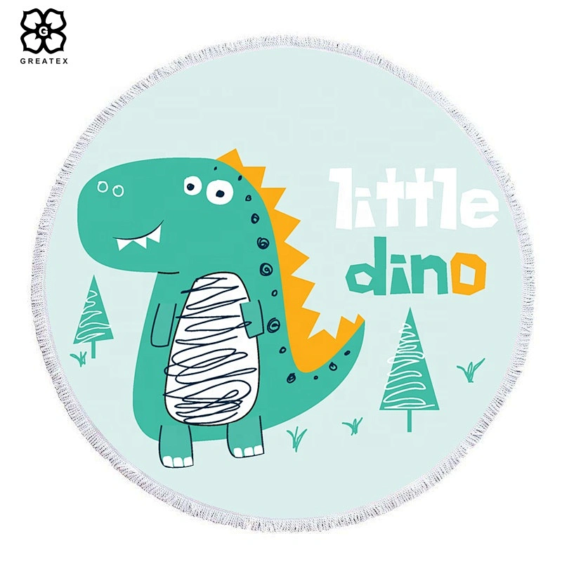 Wholesale printed cartoon roundish beach mat for kids or adults