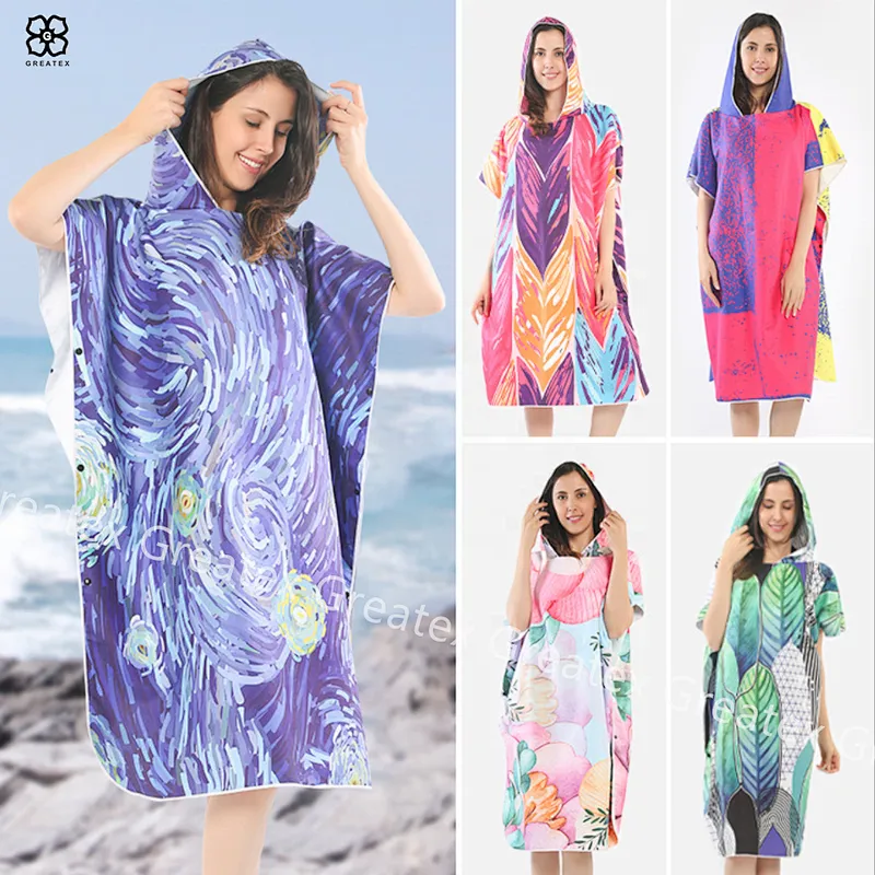 High quality custom printing microfiber quick dry surf poncho camouflage