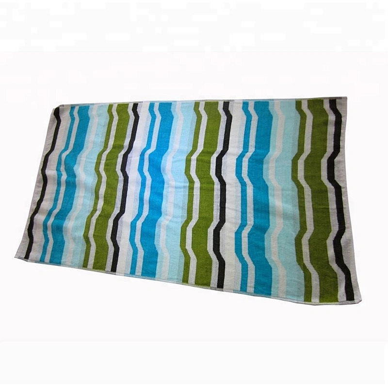 Yarn Dyed 100% Cotton Velvet Large Luxury Summer Pool Bath Towel Stripe