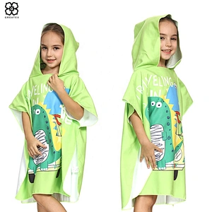OEM custom animal print dry fast children poncho towel in beach