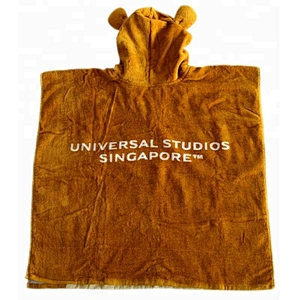 Custom Printed 100% Cotton kids hooded poncho beach towel