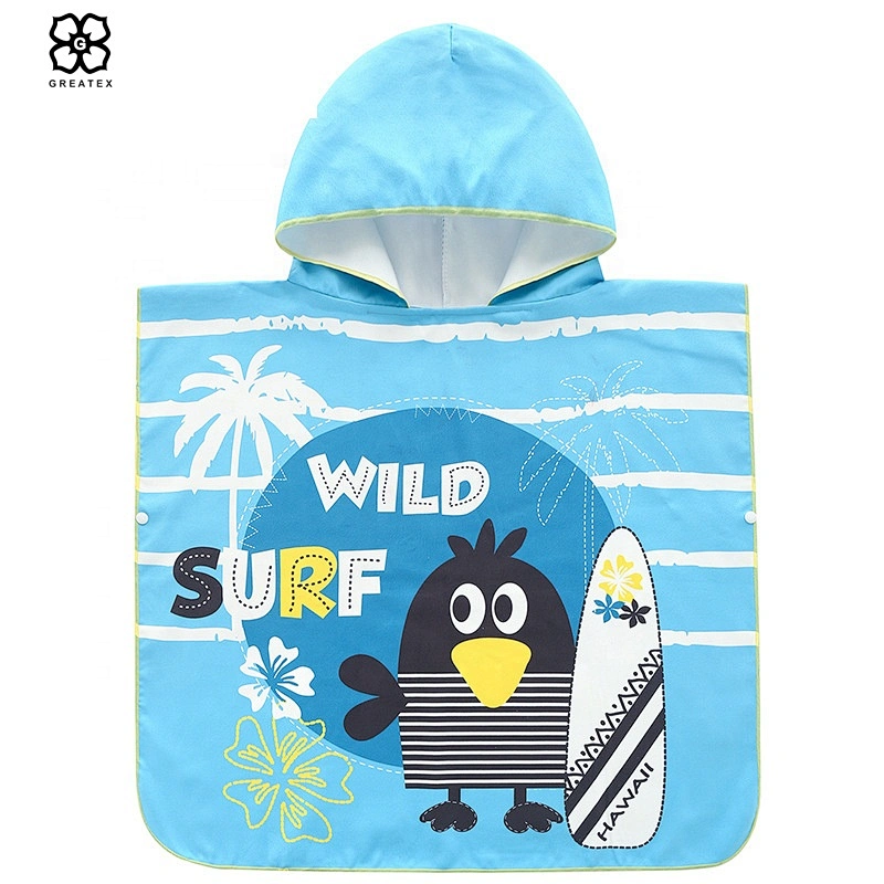 Promotional high quality kids cartoon bath changing towel with hood