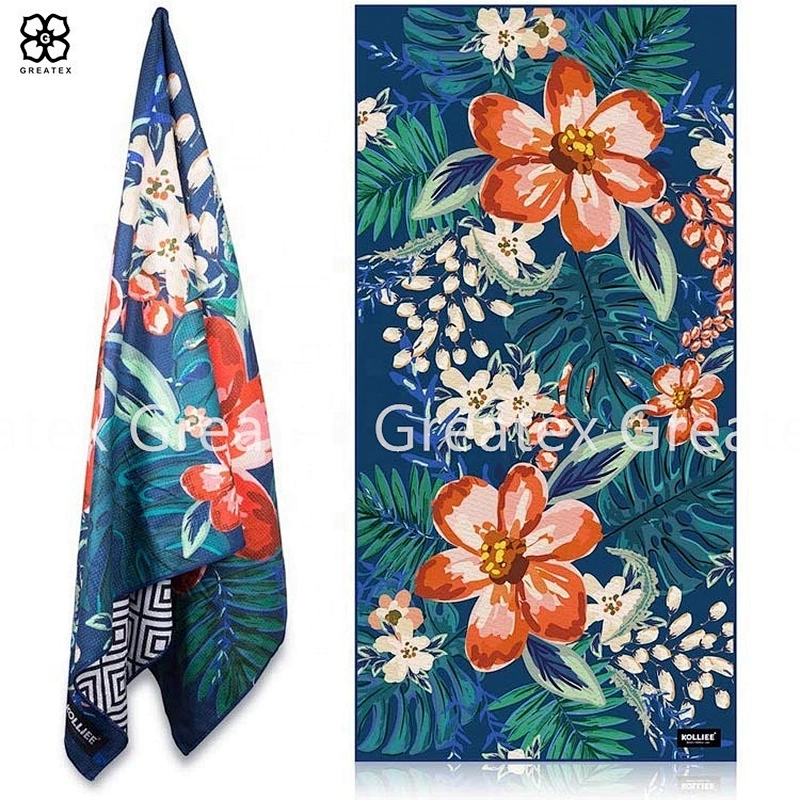 Promotional factory direct adult kids printed microfiber towel beach