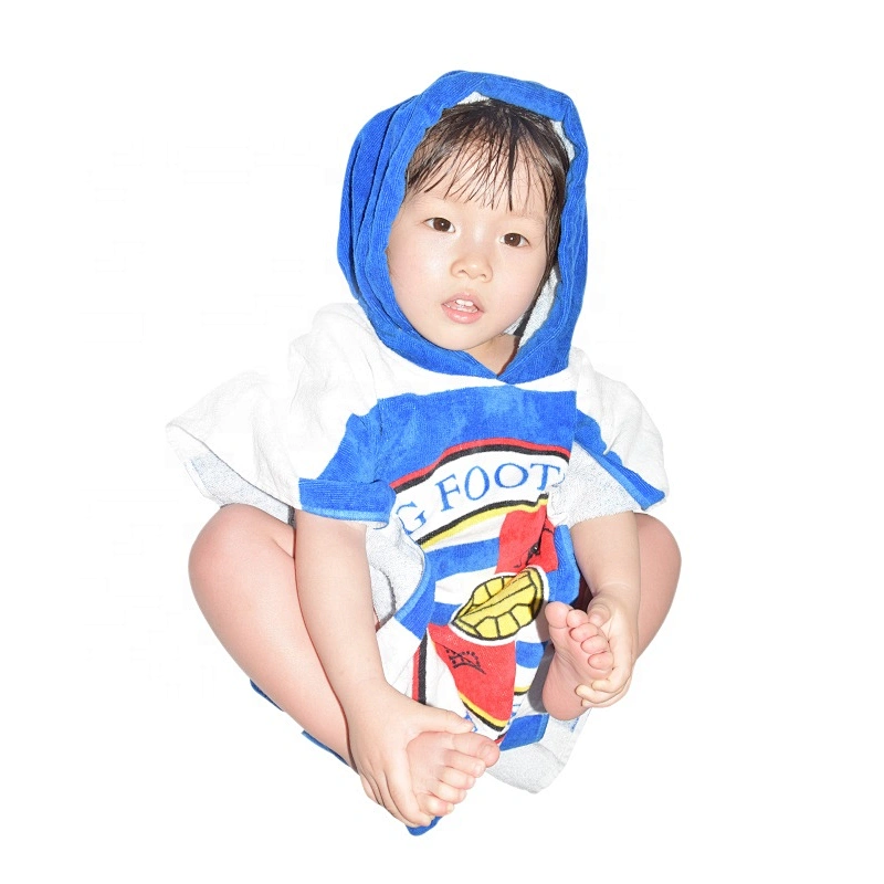 Hot Sale Custom Cotton Velvet Football Printed baby towel poncho