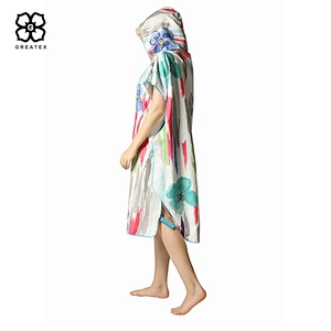 OEM unique pattern microfiber surfing poncho changing robe for adults