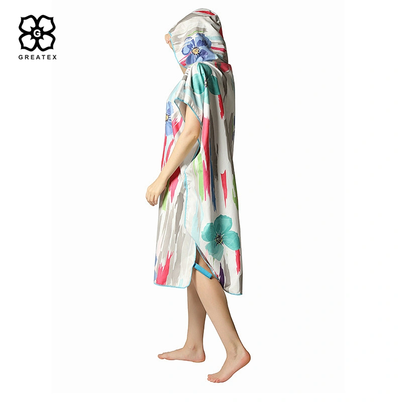 OEM unique pattern microfiber surfing poncho changing robe for adults