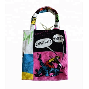 Summer Cute Terry Cotton Toweling printed tote bag