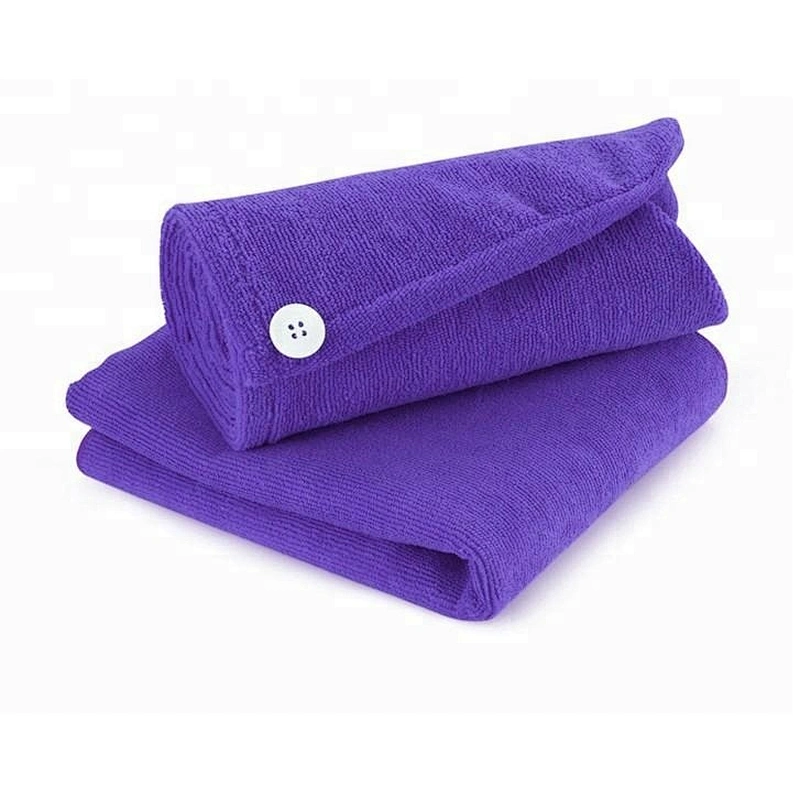 Cheap Drying Bright violet microfiber hair cap