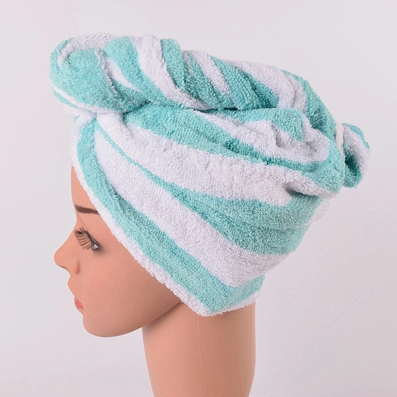 Personalized Stripe Hair Drying Turban hair towel