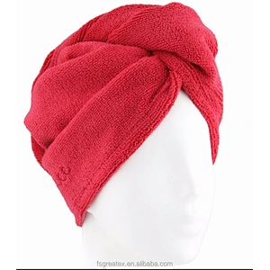 Hot red Terry Microfiber hair turban towel
