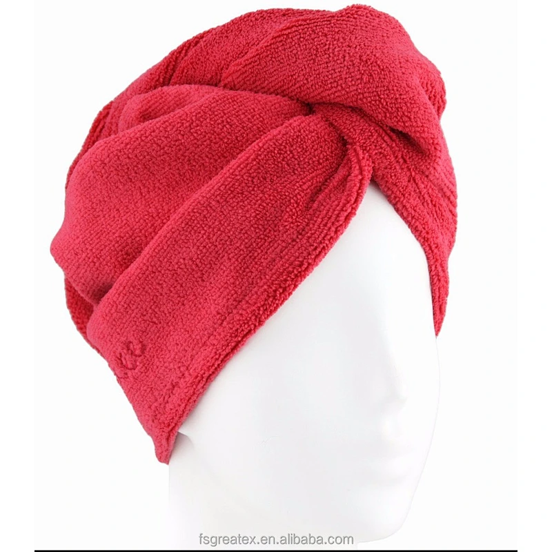Hot red Terry Microfiber hair turban towel