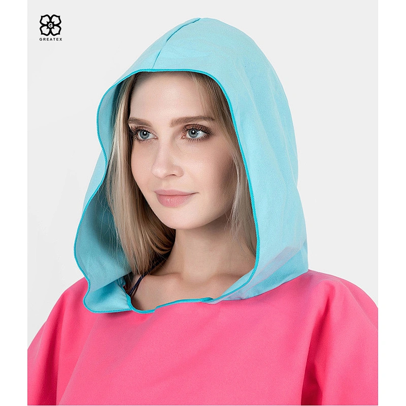 Promotional quick dry and convenient microfiber surf robe with hood
