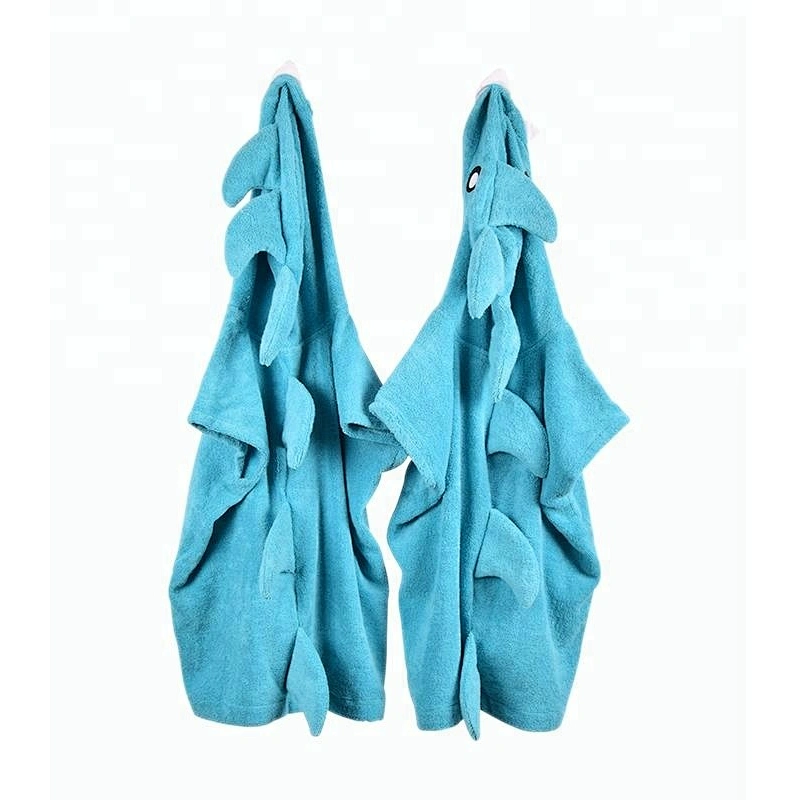 Hot sale 100% Cotton Cute Design Animal Hooded Poncho towel baby robe