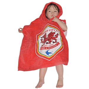 Cute Custom Printed 100% cotton  hooded poncho beach towel for kids
