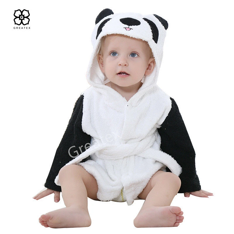 Promotional supercute animal print children baby wearable hooded towel