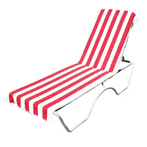 Good quality terry stripe Cotton beach towel lounge chair cover