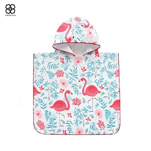 Premium high quality cartoon cotton printing kids hooded poncho towel beach