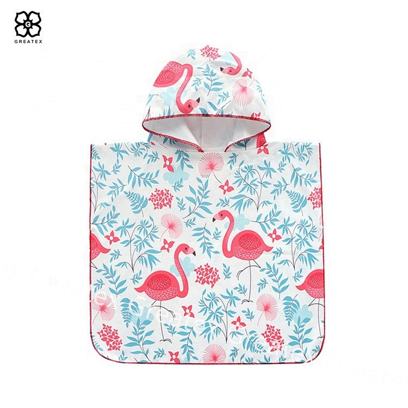 Premium high quality cartoon cotton printing kids hooded poncho towel beach