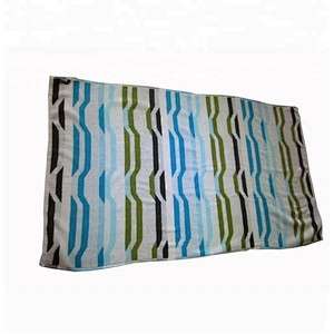 Yarn Dyed 100% Cotton Velvet Large Luxury Summer Pool Bath Towel Stripe